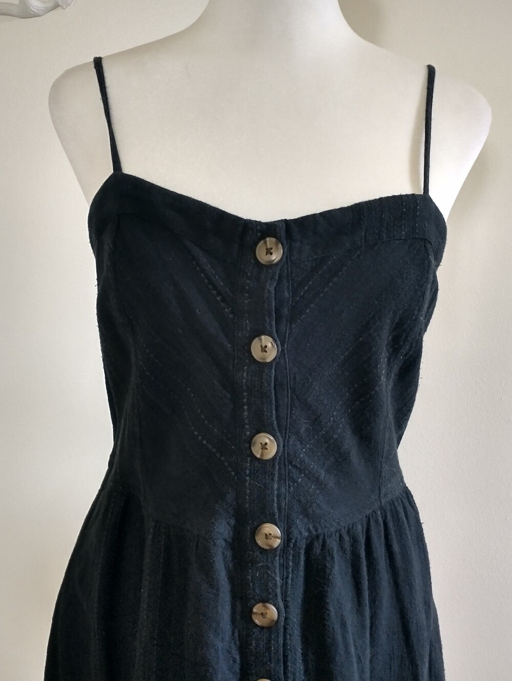 Universal Thread Cotton Linen Blend Black Button-Front Pleated Dress M - Picture 5 of 10